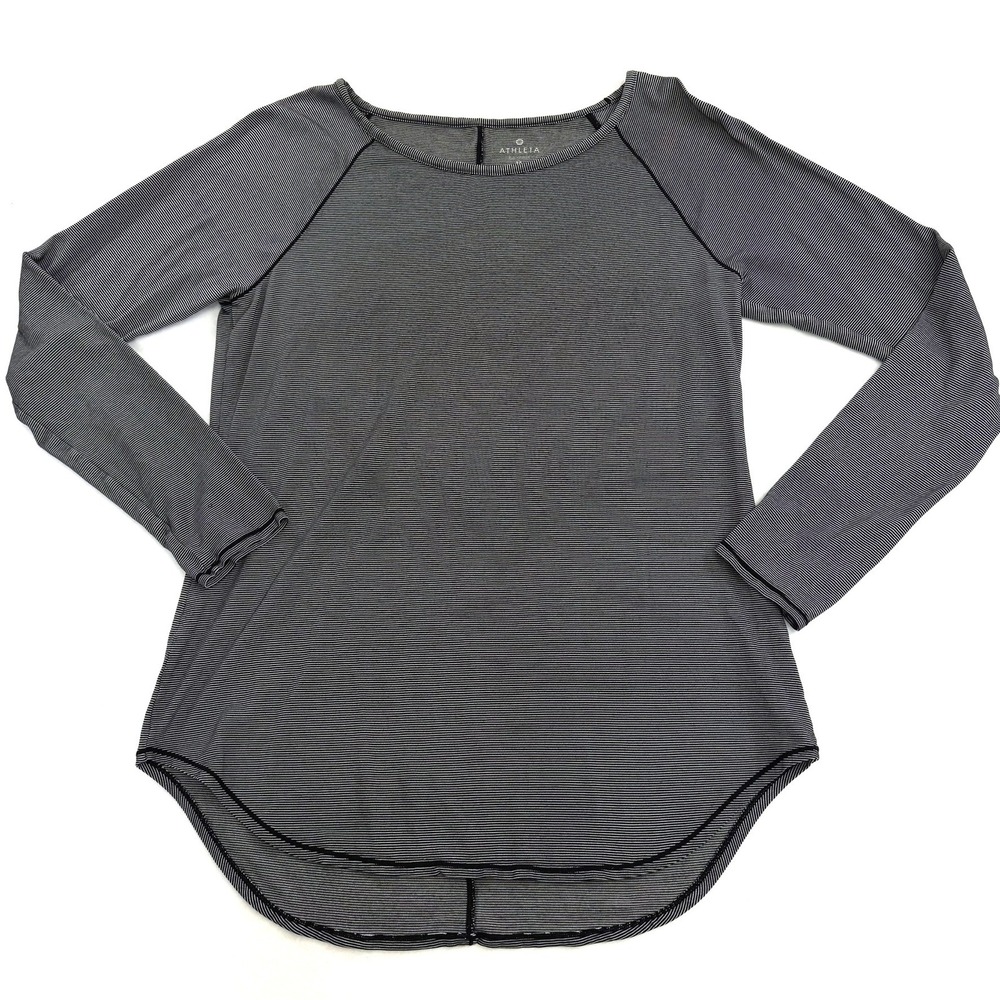 Athleta Womens Black White Striped Long Sleeve Tencel Top 218020 Size M